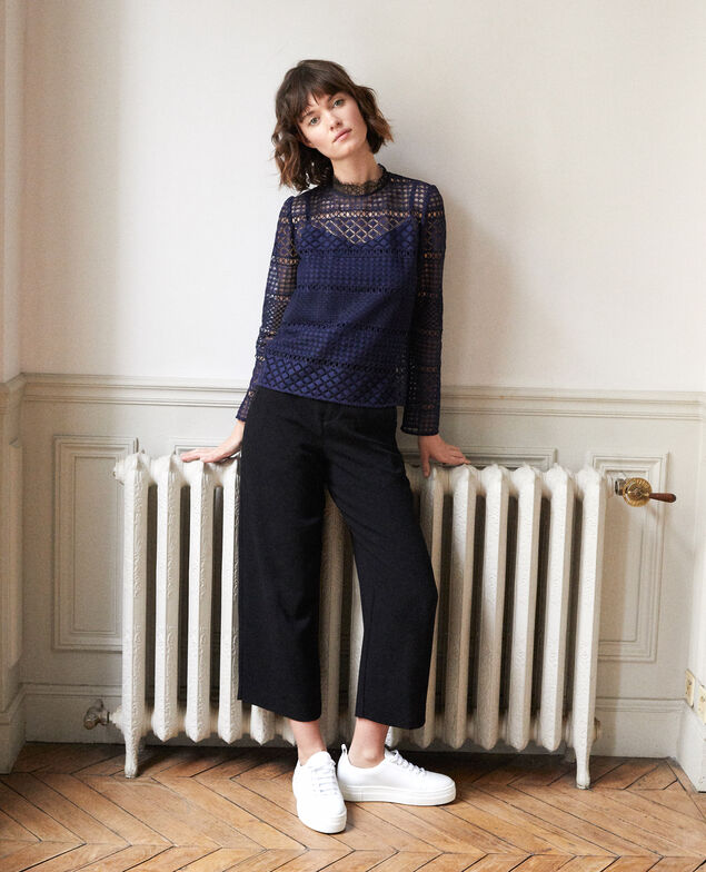  Bluse aus Ajourspitze Peacoat