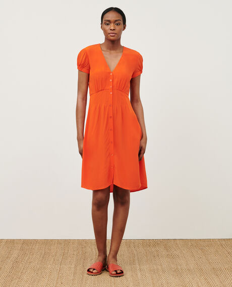 Kurzes fließendes Kleid 7020c 22 orange 2sdr810v02
