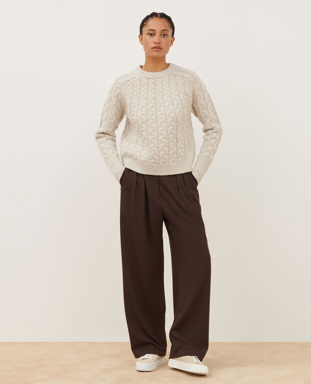 YVONNE - Weite fließende Hose A371 solid brown coffee 3wpj003v08