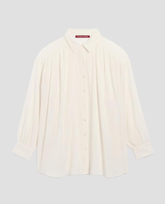 Bluse aus Plissée-Baumwolle H303 white swan