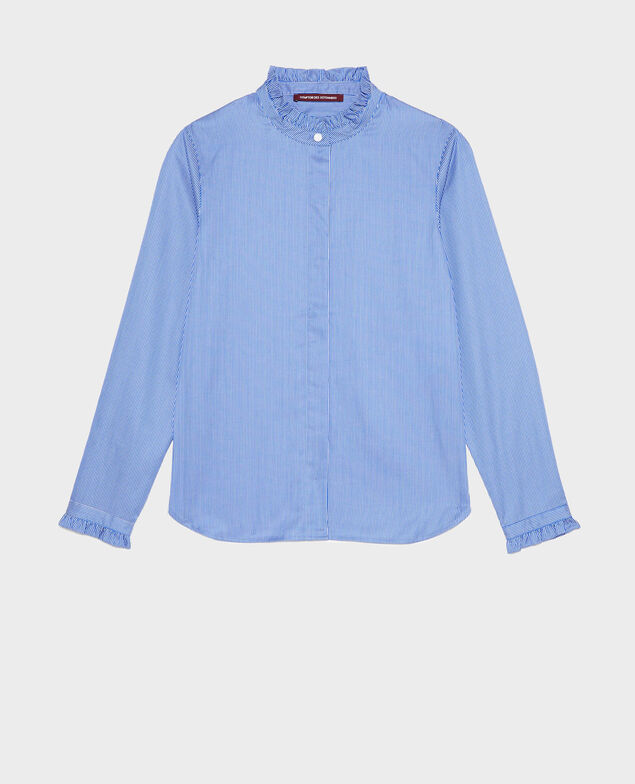  Baumwollbluse mit gerüschtem Stehkragen Blue as proto