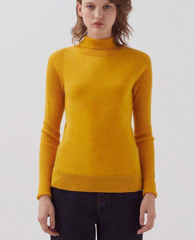 Taillierter Pullover aus Merinowolle I470 sunset yellow
