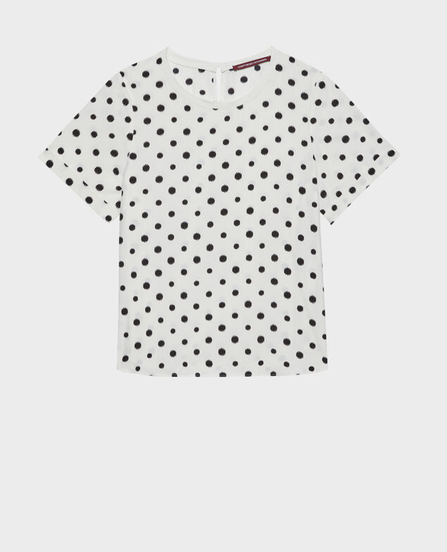 T-Shirt mit Pünktchenmuster 95 print white