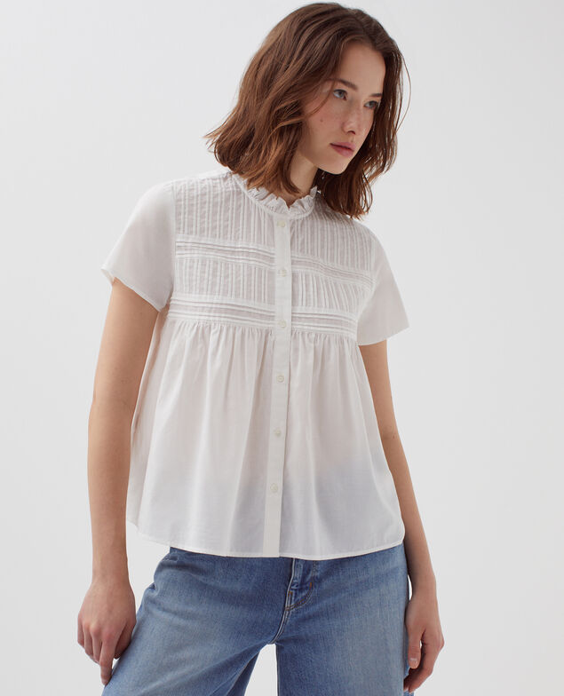 Bluse mit kurzen Ärmeln H013 gardenia