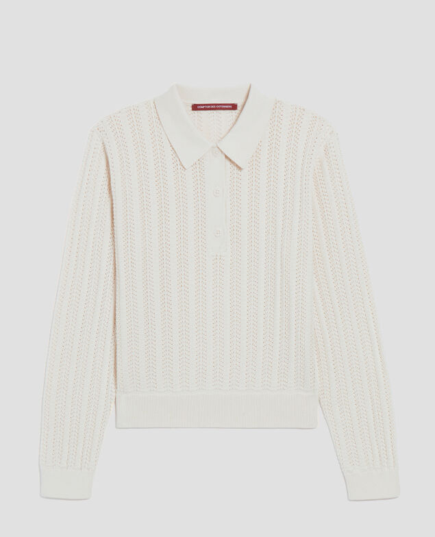 Baumwollpullover mit Polokragen U010 off white