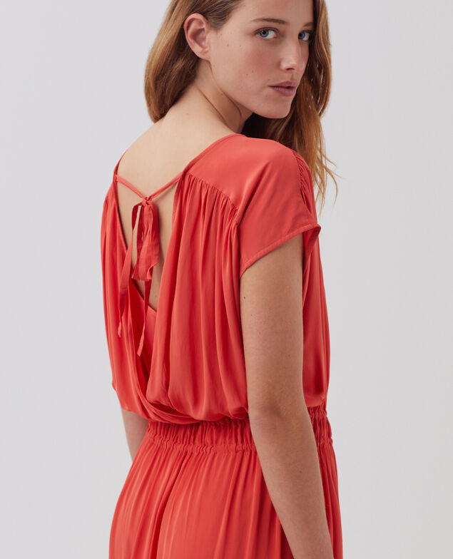 Langes fließendes Kleid J240 paprika orange