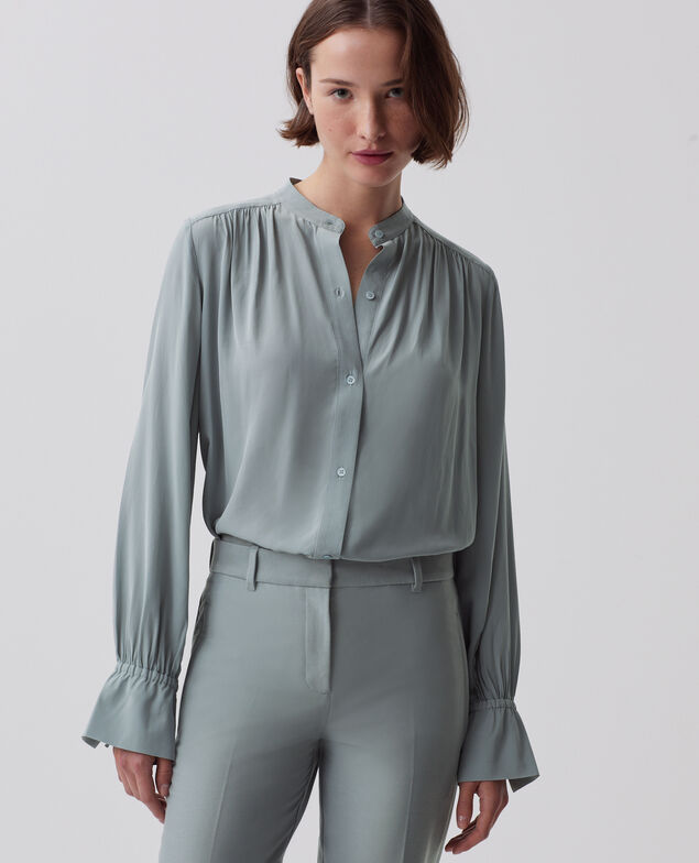 Fließend fallendes Langarm-Hemd J620 slate blue