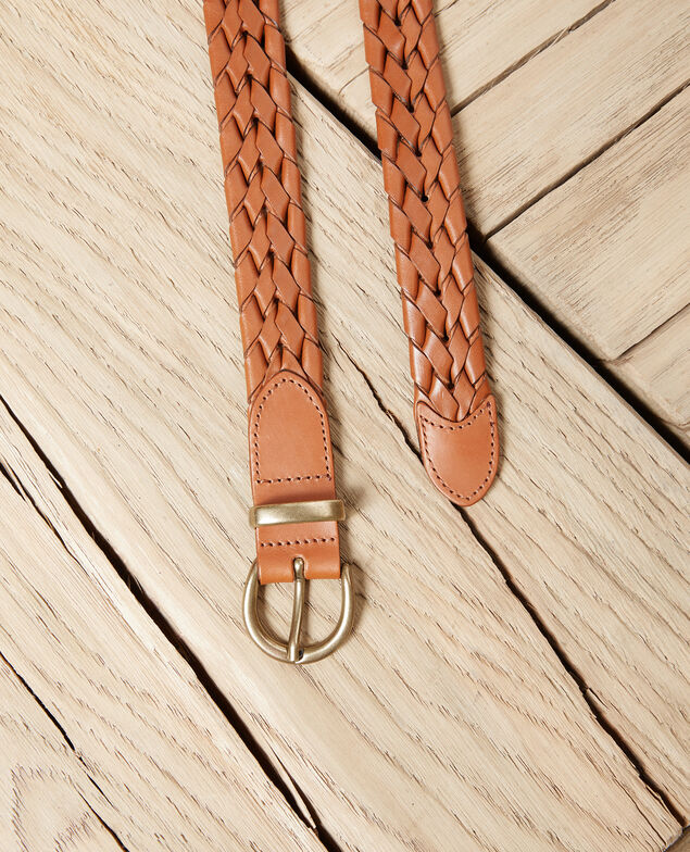 Flechtgürtel aus Leder Camel