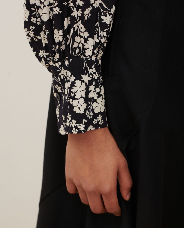 Fließende gemusterte Bluse A686 navy fiore 3wbl057v02