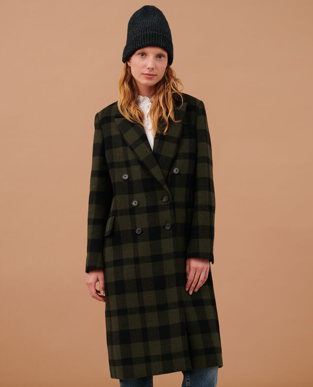 Langer Mantel aus Mischwolle 8862 56 olive check 2wco031w16