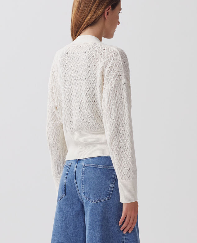 Cardigan mit V-Ausschnitt aus Leinen H303 white swan