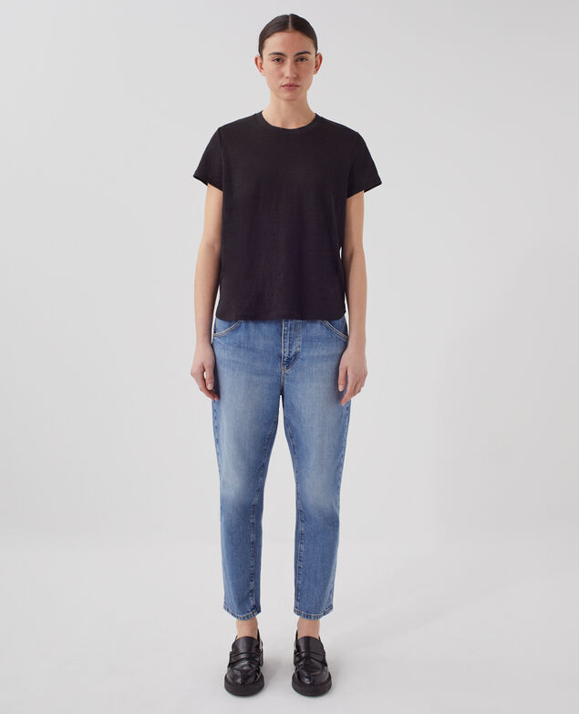 AMANDINE - T-Shirt mit Rundhalsausschnitt aus Baumwolle H091 black beauty