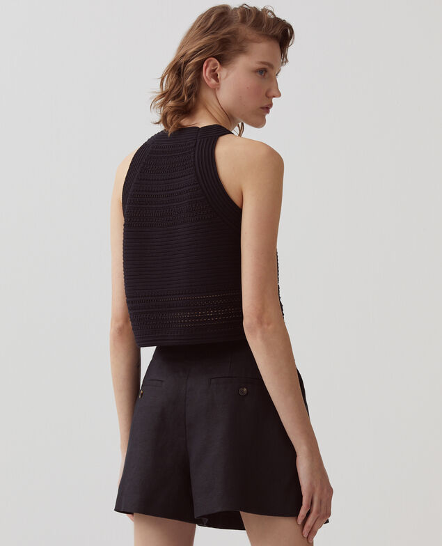 Faltenshorts aus Leinen H091 black beauty