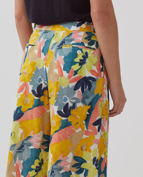 YVONNE - Weite Hose aus Baumwolle 0430 palmeraie yellow 3spa290c10