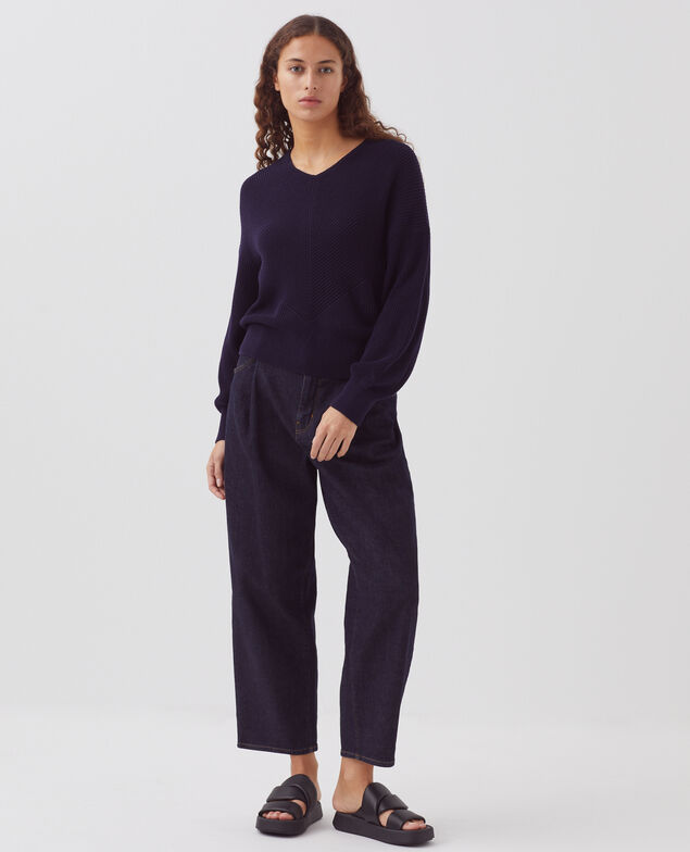 Pullover mit V-Ausschnitt aus Baumwolle H694 baritone blue