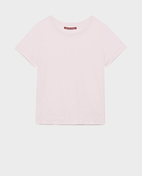 AMANDINE - T-Shirt mit Rundhalsausschnitt aus Leinen 0100 pink marshmallow 2ste055f05