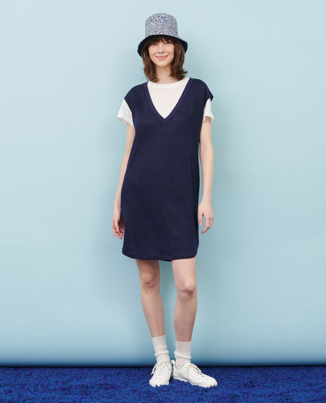 Kurzes Kleid aus Leinen 68 blue