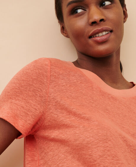 AMANDINE - T-Shirt mit Rundhalsausschnitt aus Leinen 21 light orange 2ste055f05