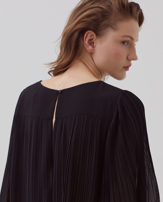 Fließende Plissee-Bluse H091 black beauty