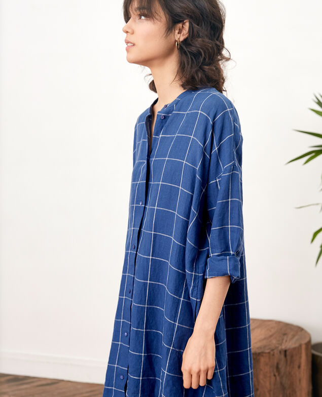 Weites Leinenkleid  Indigo