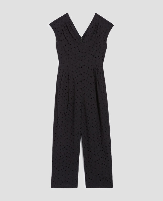 Jumpsuit mit Lochstickerei H091 black beauty