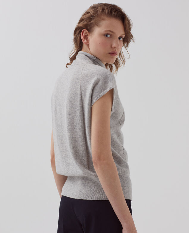 Ärmelloser Pullover aus Kaschmir I020 ashen gray
