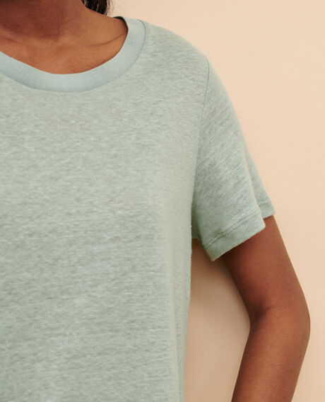 AMANDINE - T-Shirt mit Rundhalsausschnitt aus Leinen 50 green 2ste055f05