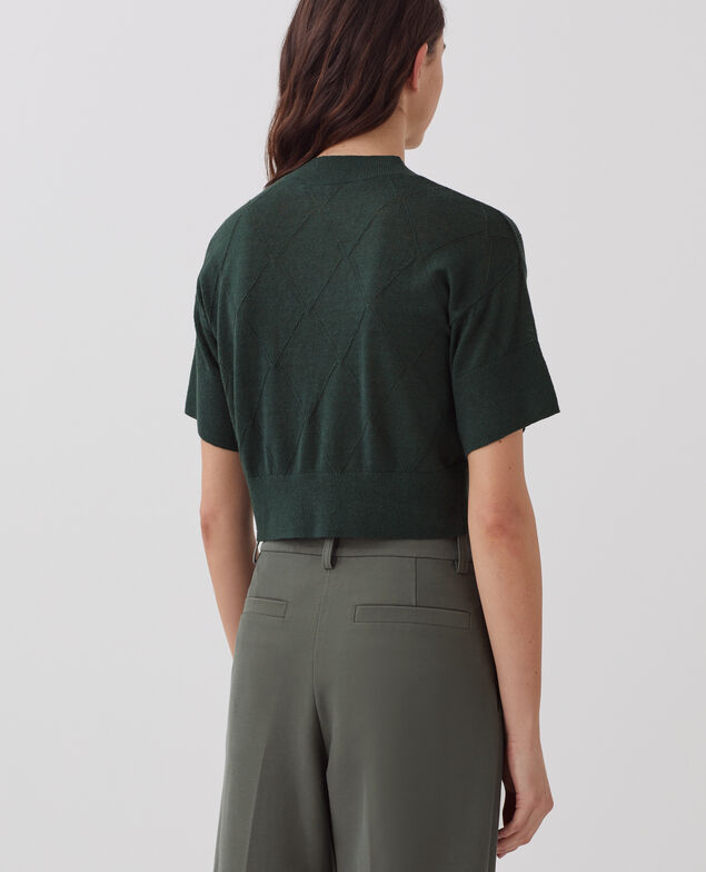 Kurzer Kurzarmpullover J590 spruce green