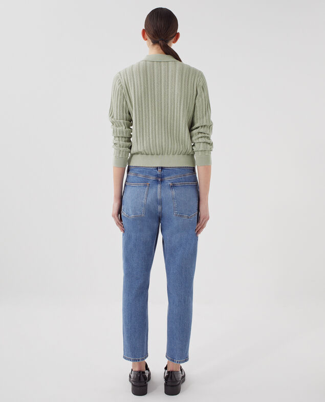 Baumwollpullover mit Polokragen U520 green