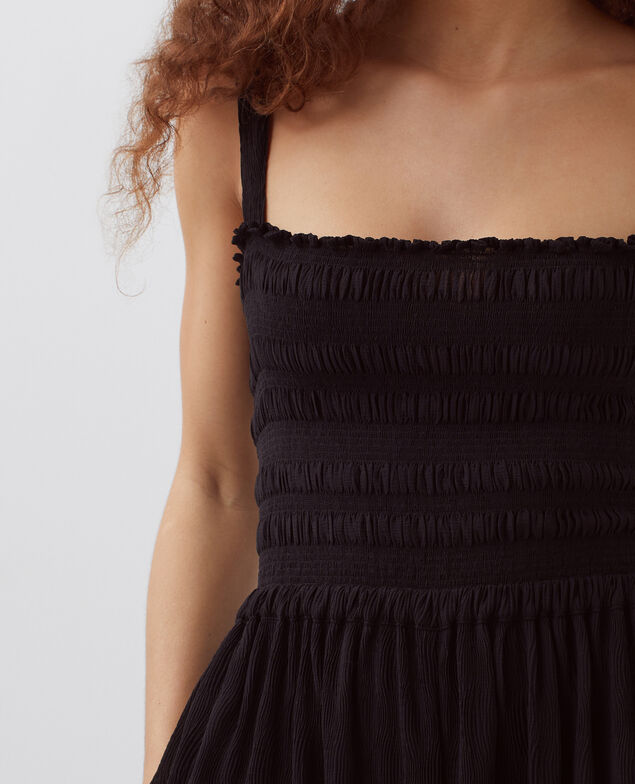 Fließend fallender gesmockter Jumpsuit H091 black beauty