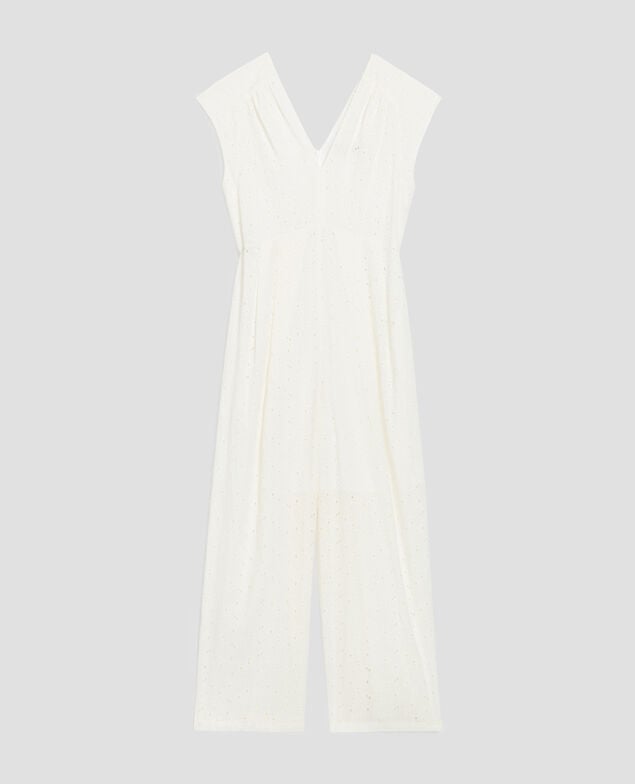 Jumpsuit mit Lochstickerei H003 white