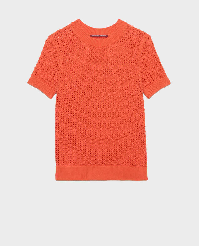 Kurzärmliger Pullover aus Baumwolle 0220 apricot orange