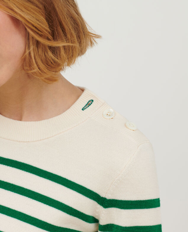 MADDY - Pullover aus Merinowolle im Marinelook A553 green stripe 2wju244w21