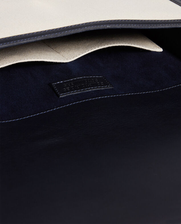 Tasche mit Klappe aus Stoff und Leder Gardenia maritime blue
