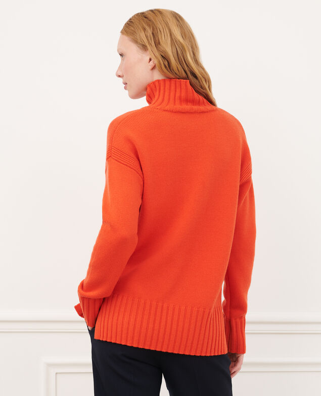 Pullover mit hohem Kragen aus Schurwolle 8829 24 orange