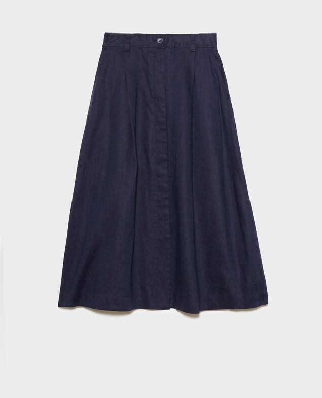 Langer Rock aus Leinen 68 blue