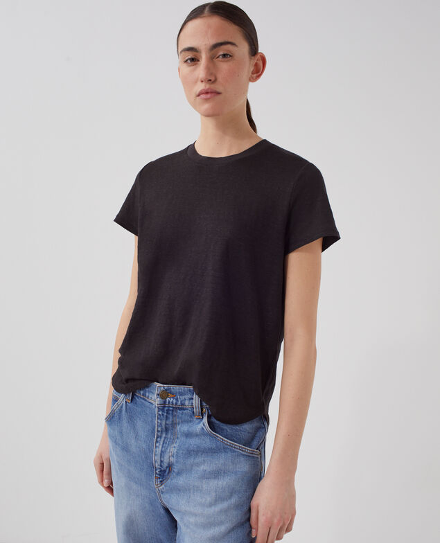 AMANDINE - T-Shirt mit Rundhalsausschnitt aus Baumwolle H091 black beauty