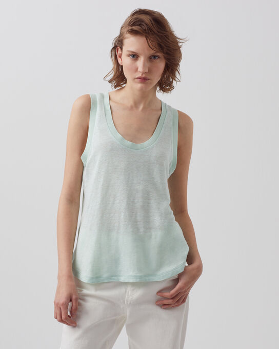 Ärmelloses T-Shirt aus Leinen 0500 SURF SPRAY GREEN