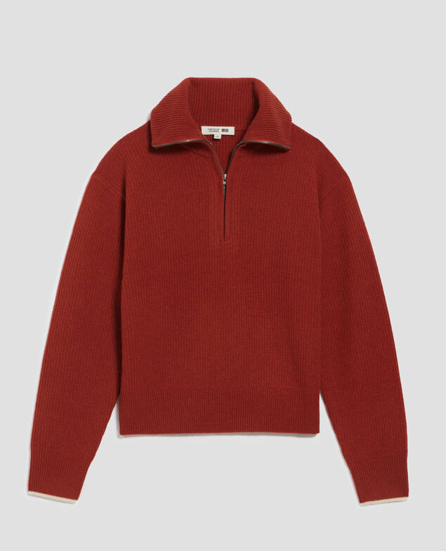 Rollkragenpullover mit Reißverschluss aus Wolle U270 orange