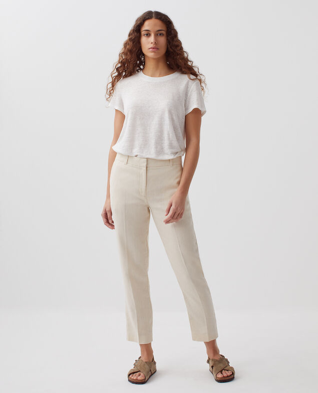 MARGUERITE - Zigarettenhose aus Leinen H303 white swan