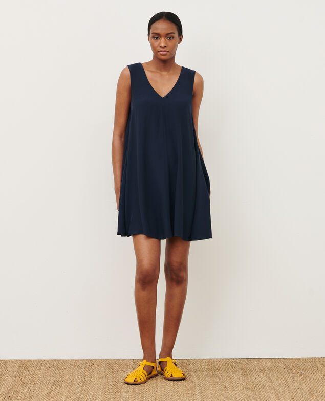 Kurzes Kleid mit fließendem Fall 0693 navy