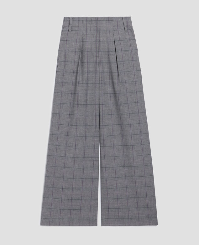 YVONNE – Weite Hose mit Steppfalten I033 check grey