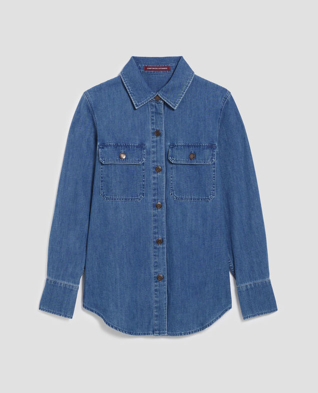 Bluse aus Baumwoll-Denim J621 light blue