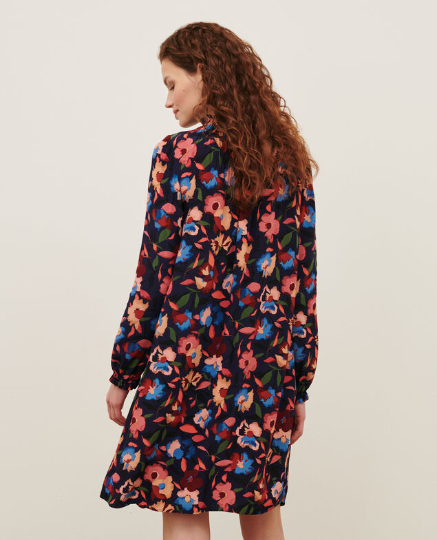 AGLAE - Fließendes gemustertes Kleid 8858 69 navy print
