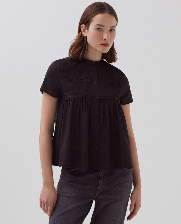 Bluse mit kurzen Ärmeln H091 black beauty