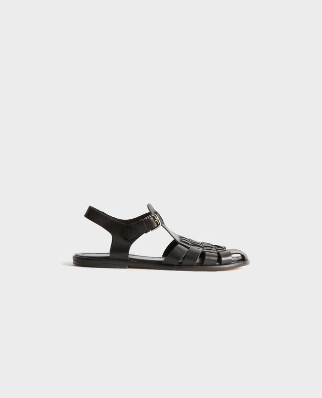Flechtsandalen aus Leder 8853 09 black