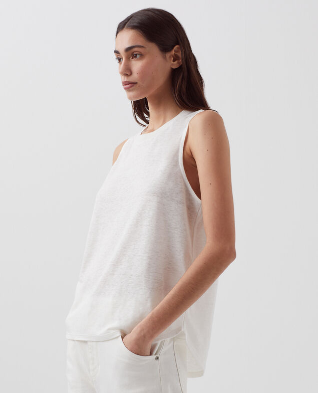 MARCELLE - Top aus Leinen H001 brillant white