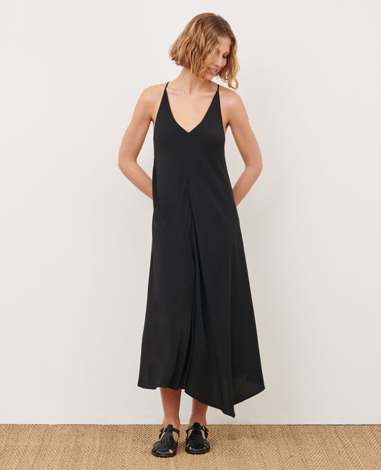 Asymmetrisches Kleid mit fließendem Fall 0093 BLACK