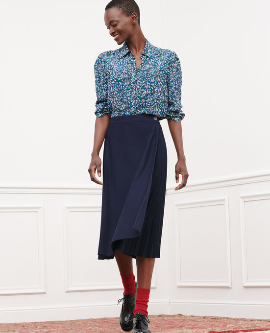 Plissee-Rock aus Flanell 7012C 69 NAVY