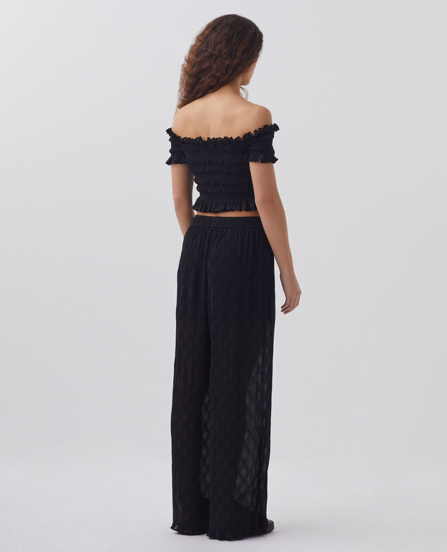 Kurzes gesmocktes Top H091 black beauty